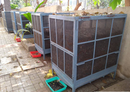 Composting cages at Kalpataru 5&amp;6